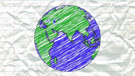 Earth-drawing-paper-cartoon-hand-drawn-animation-spinning-globe-world-pen-loop